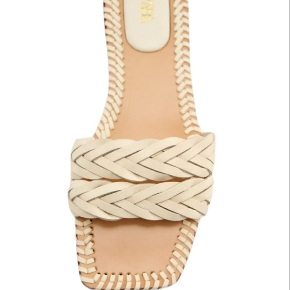 NEW ZARA WOVEN FLAT SANDALS OFF WHITE | 2600/010 - Picture 2 of 4